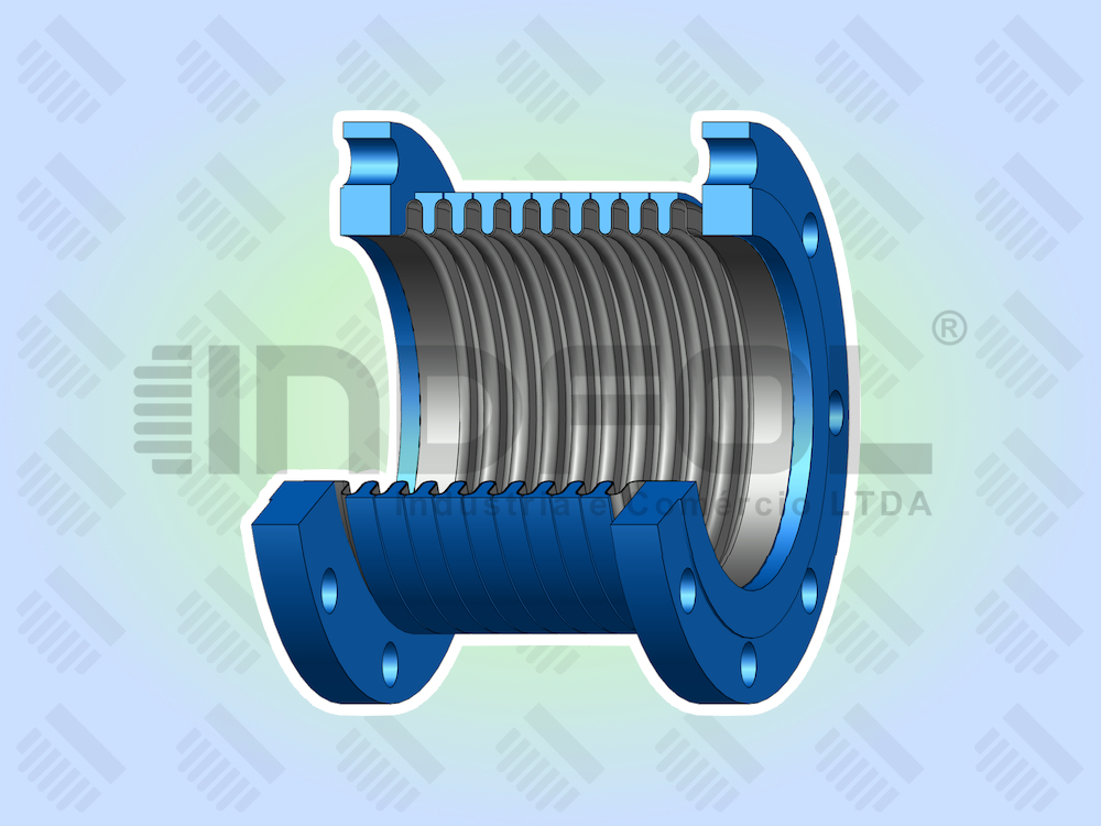 Junta de Expansão Metálica Simples Flangeada com Anéis Equalizadores
