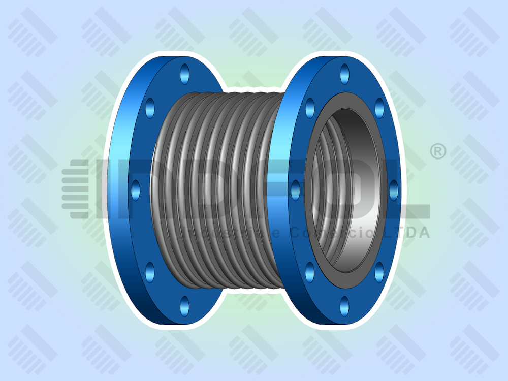 Junta de Expansão Metálica Simples Flangeada com Pestanas