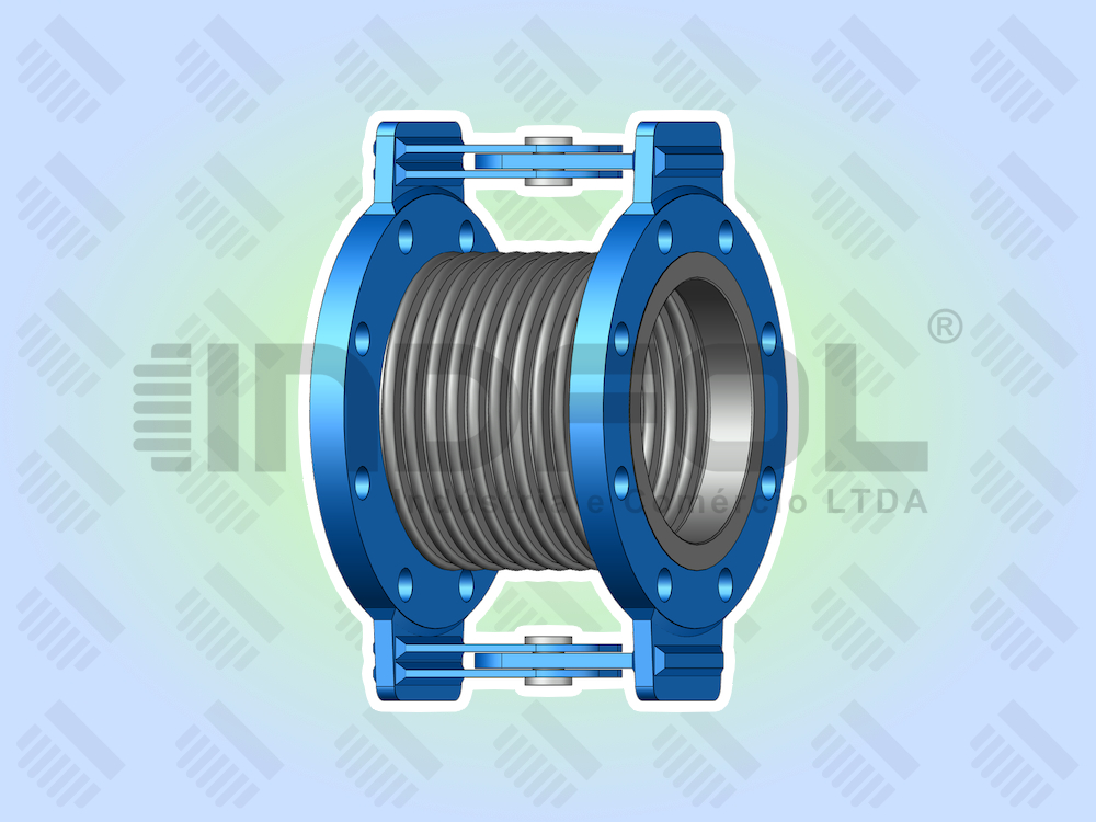 Junta de Expansão Metálica Dobradiça Flangeada com Pestanas